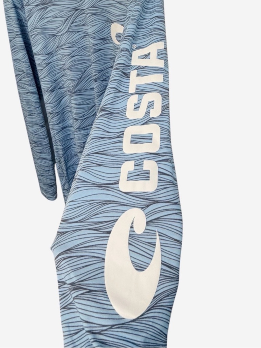 Costa Fishing Shirt Long Sleeve Blue Wave Pattern Like New Rashguard Size L - Picture 4 of 5